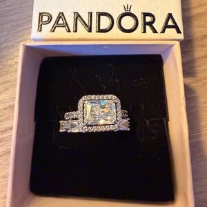 Pandora Silver Ring with Sparkling Clear Stone